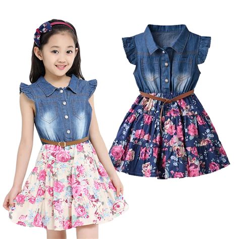 Aliexpress.com : Buy Summer Dresses For Girls Cotton Children Clothing Denim Baby Clothes Floral ...