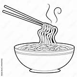 Coloring Book Outlined Noodles Soup With Chopsticks Stock Vector  sketch template
