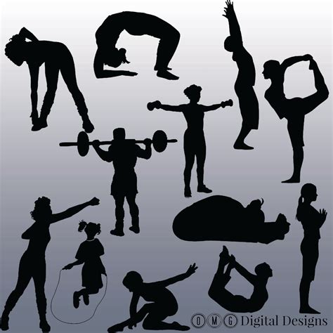 12 Exercise Silhouette Clipart Images Clipart Design