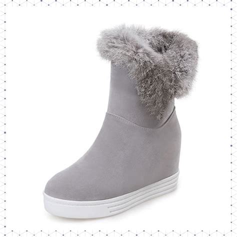 Gdgydh Good Quality Winter Boots Women Warm Shoes Platform High Heels 2019 Black Gray Real Fur ...