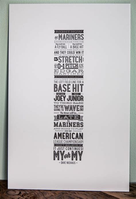 Dave Niehaus quote during "The Double" Must have!!! 11x17 Letterpress Famous Quote Poster of ...