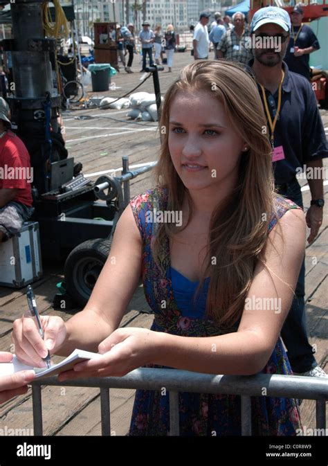 Emily osment signs autographs on the set of hannah montana hi-res stock ...