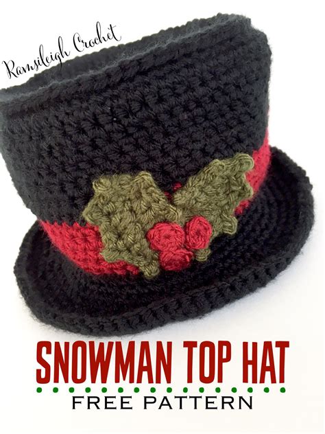 Snowman Top Hat {FREE PATTERN} | Crochet christmas hats, Crochet hat ...