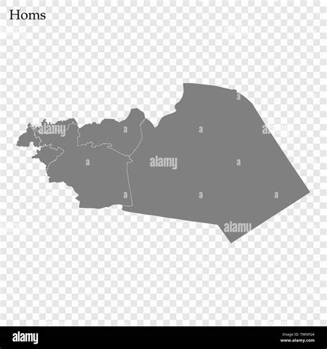 High Quality map of Homs is a governorate of Syria, with borders of the districts Stock Vector ...