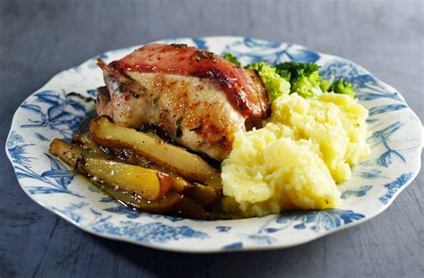 Roast Partridge with Pear and Thyme - simple game recipe for one