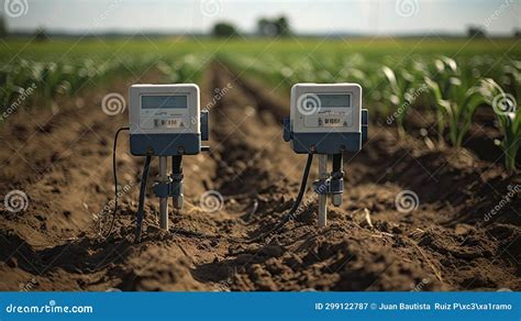 Precision Agriculture Technology with Solar-Powered Sensors in Field. Stock Image - Image of ...