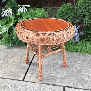 Boho Rattan Coffee Table, Round Coffee Table, Wicker Side Table, Wicker ...