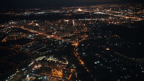 View From Airplane Out Window Of City Night Stock Footage SBV-329497745 ...