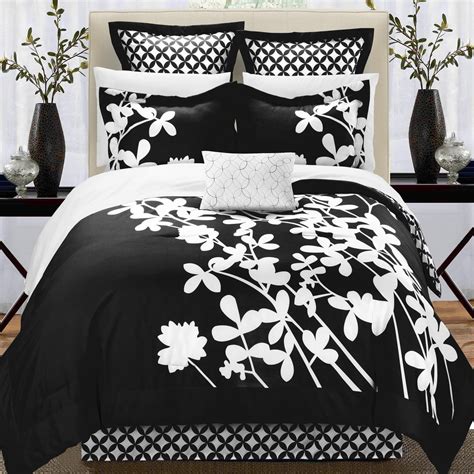 Iris Black & White Queen 7 Piece Comforter Bed In A Bag Set - Walmart.com - Walmart.com