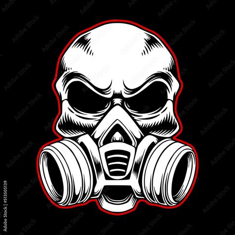 Skull head logo wearing gas mask vector illustration Stock Vector | Adobe Stock