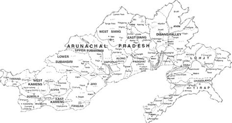 Arunachal Pradesh Road Political Tourist Map