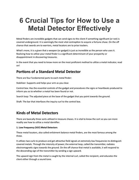 6 Crucial Tips for How to Use a Metal Detector Effectively by Monica Mitchell - Issuu