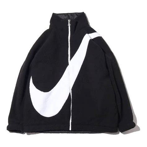 Nike Big Swoosh Large lamb's wool Reversible Jacket Asia Edition Black-KICKS CREW