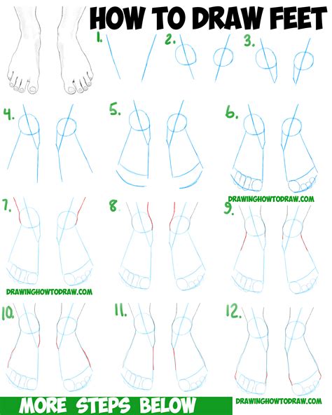 How to Draw Feet / the Human Foot with Easy Step by Step Drawing ...