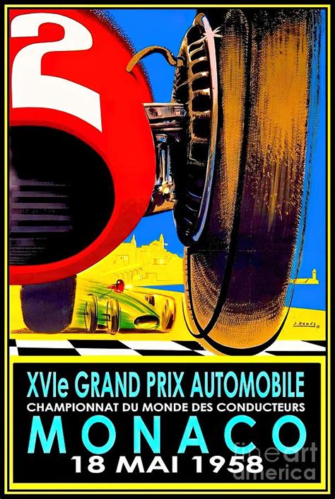 MONACO GRAND PRIX Vintage Auto Racing Print Painting by Tina Maisie ...