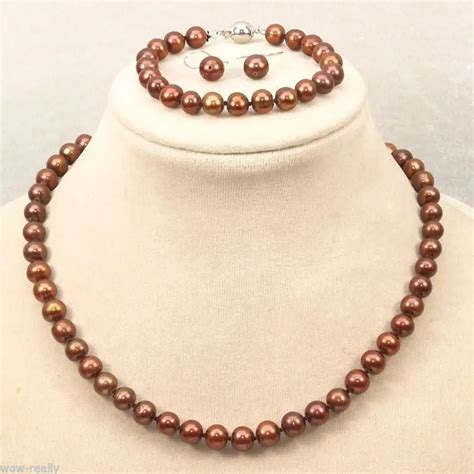 Wholesale price 16new ^^^^Genuine Natural 8 9mm Akoya Brown Pearl ...