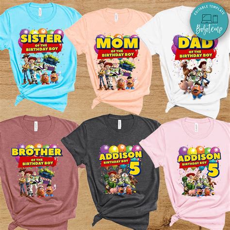 Toy Story birthday family shirts | Createpartylabels