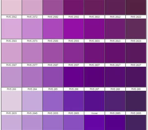 Purple Pantone Color Chart