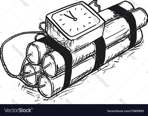 Cartoon time bomb with analog alarm clock Vector Image