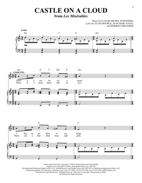 Castle On A Cloud sheet music by Boublil and Schonberg (Piano, Vocal ...