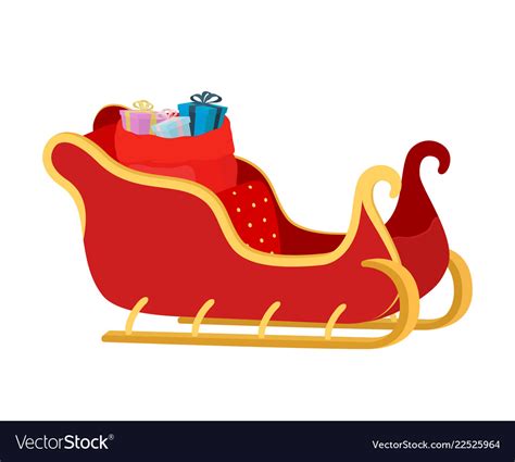 Cartoon sleigh of santa claus with gift bag Vector Image