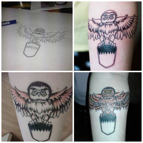 My owl tattoo, with my family coat of arms | Owl tattoo, Tattoos, Triangle tattoo