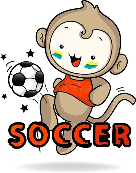 Monkey Boy Playing Soccer Joyfully Stock Vector - Illustration of happy ...