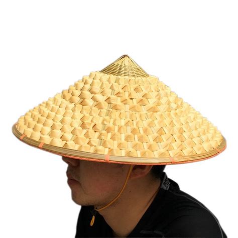 Chinese Oriental Bamboo Straw Cone Garden Fishing Hat Adult Rice Pinea – sunhilltoy