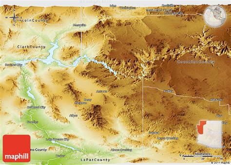 Physical Panoramic Map of Mohave County