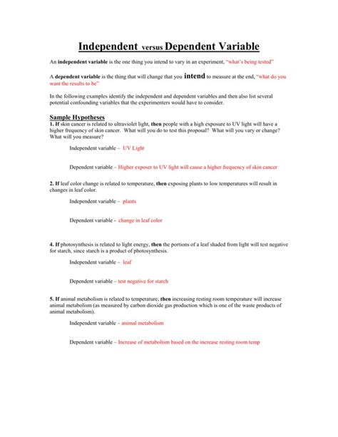 Independent Vs Dependent Variables Worksheets | Dependent and independent variables, Practices ...