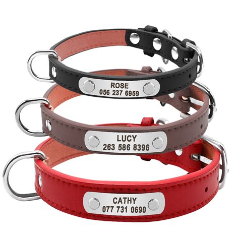 Personalized Dog Collars Leather Pet ID Collar Name Engraved Free for ...