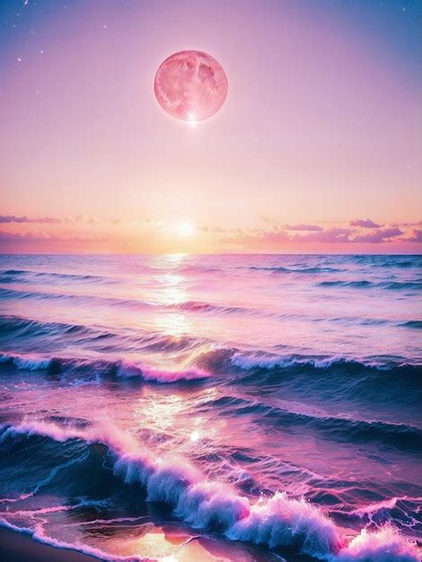 Premium AI Image | Aesthetic Purple Beach Sunset Purple Beach Purple Sunset