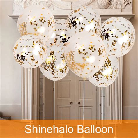 Shinehalo Gold Confetti Balloons 50 Pieces 12 Inches Latex Party Balloon With Golden Paper ...