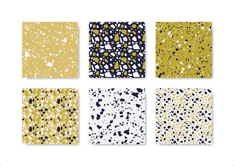 Set of terrazzo seamless patterns. Terrazzo floor pattern. Terrazzo seamless pattern. Collection ...