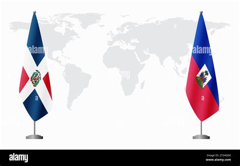 Dominican Republic and Haiti flags for official meeting against background of world map Stock ...