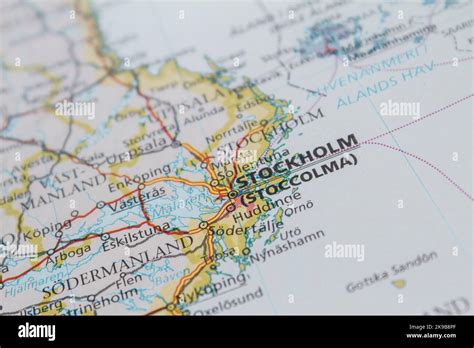 Map of Stockholm, Swedish capital, with the other cities of the Svealand Stock Photo - Alamy