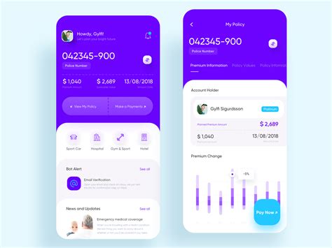 Insurance App UI Flutter ( Source Code ) | Behance