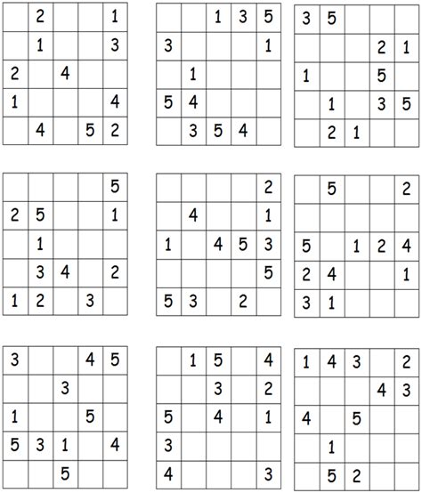 5x5 Sudoku Printable - Printable Templates