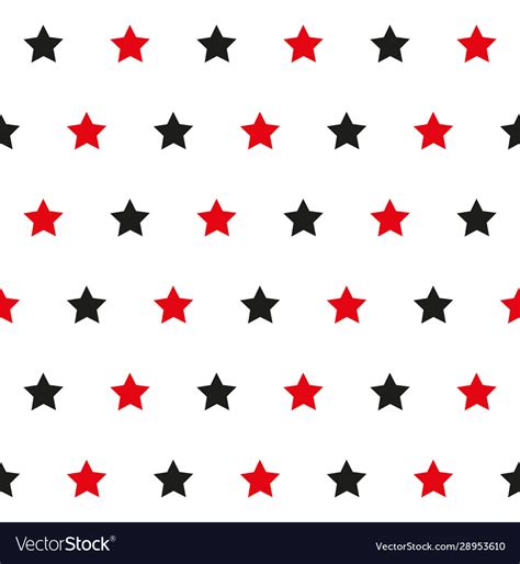 Seamless pattern with red and black stars on white