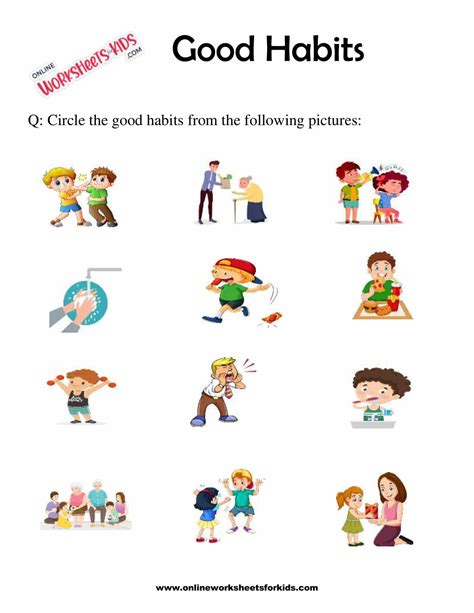 Good Habits Vs Bad Habits Worksheet For Grade 1-3