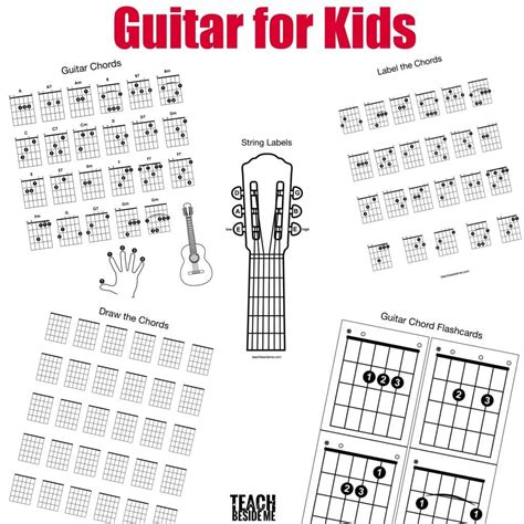 Printable Guitar Chord Chart for Kids | Guitar chords, Guitar chord chart, Guitar lessons for kids