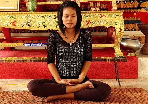 woman, sits, rug, table, meditation, girl, temple, quiet, contemplation ...