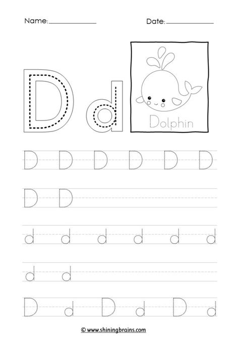 Tracing the Letter D d Worksheet