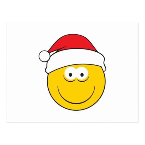 Santa Hat Smiley Face Postcard | Zazzle