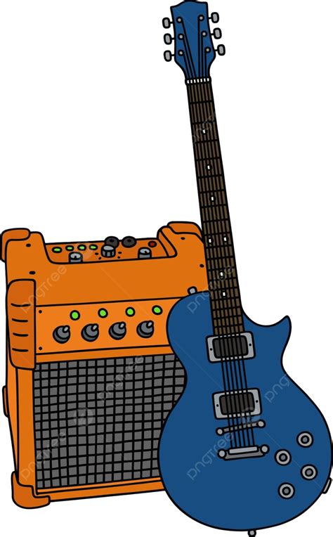 Blue Electric Guitar And The Combo Cartoon Blue Booster Vector, Cartoon, Blue, Booster PNG and ...