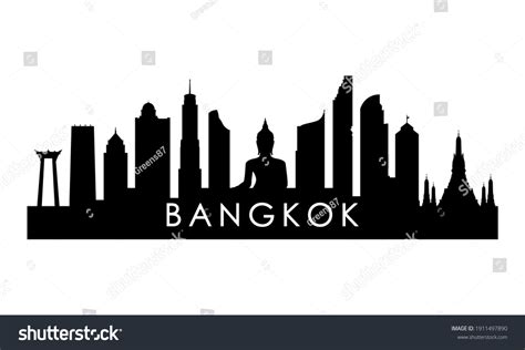 Bangkok Skyline Silhouette Black Bangkok City Stock Vector (Royalty ...