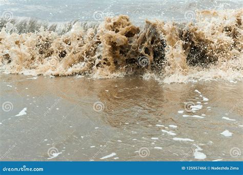 Dirty Yellow Waves of the Sea, the Water is Cloudy, Sea Pollution Stock Photo - Image of ...