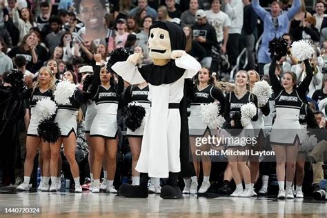 The Providence Friars mascot on the floor during a college basketball ...