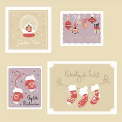 Four polish christmas cards with holiday wishes Vector Image