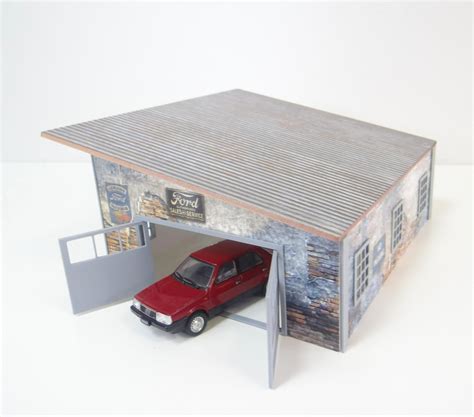 Scale 1:43 Diorama Car Garages With Sheet ''metal' Roof PVC Diorama ...